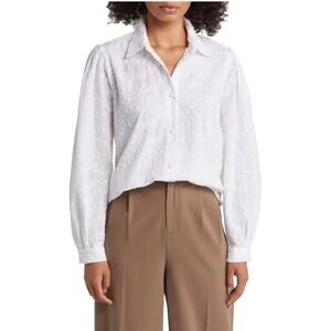 Masai Copenhagen Inella White Embroidered Dot Puff Sleeve Blouse
